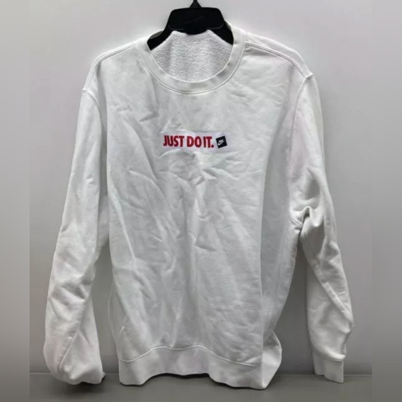 Nike Men's Crew Fleece Just Do It Sweatshirt Size L Pre-owned Excellent MSRP $50 - Picture 2 of 5